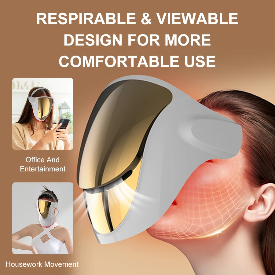 NIR LED Face Mask Red Light Therapy Respirable 3 Colors 807 Lamp Anti-Aging Acne Treat Reduce Wrinkle Full Facial Neck Care Mask neck anti wrinkle mask,facial neck mask,led facial mask