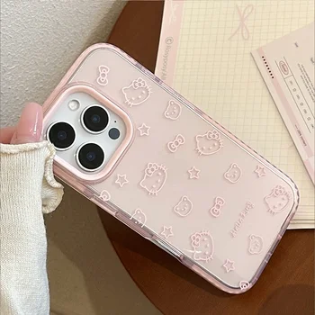 Bow Transparent Phone Case For iPhone 17 16 15 14 13 12 Pro Max Cute Cartoon Sanrio Hello Kitty Shockproof Protective Soft Cover 1