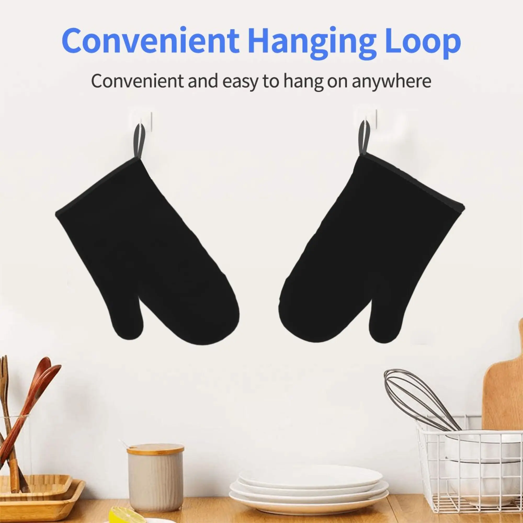 Floral Rabbit Oven Mitts Set of 2 Bunny Cute Animal with Floral Wreath Watercolor Flowers Kitchen Heat Resistant Gloves Pad BBQ