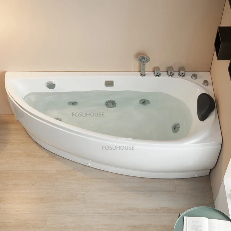 Acrylic Design Bathtubs Modern Household Bathroom Hydromassage Bath Adults Crescent Arc Detached Creative Mini Thicken Bathtub 5