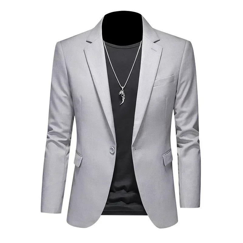 Fashion Men's Business Casual Blazer Black White Red Green Solid Color Slim Fit Jacket Wedding Groom Party Suit Coat M-6XL 2