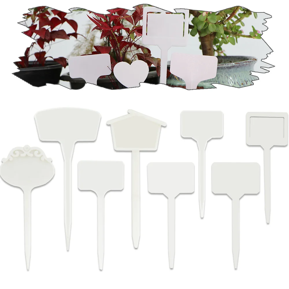 

24 Kinds of White Plastic Planting Tags Waterproof Re-Usable Garden Record Label Nursery Flower Planter Vegetable Markers Stakes