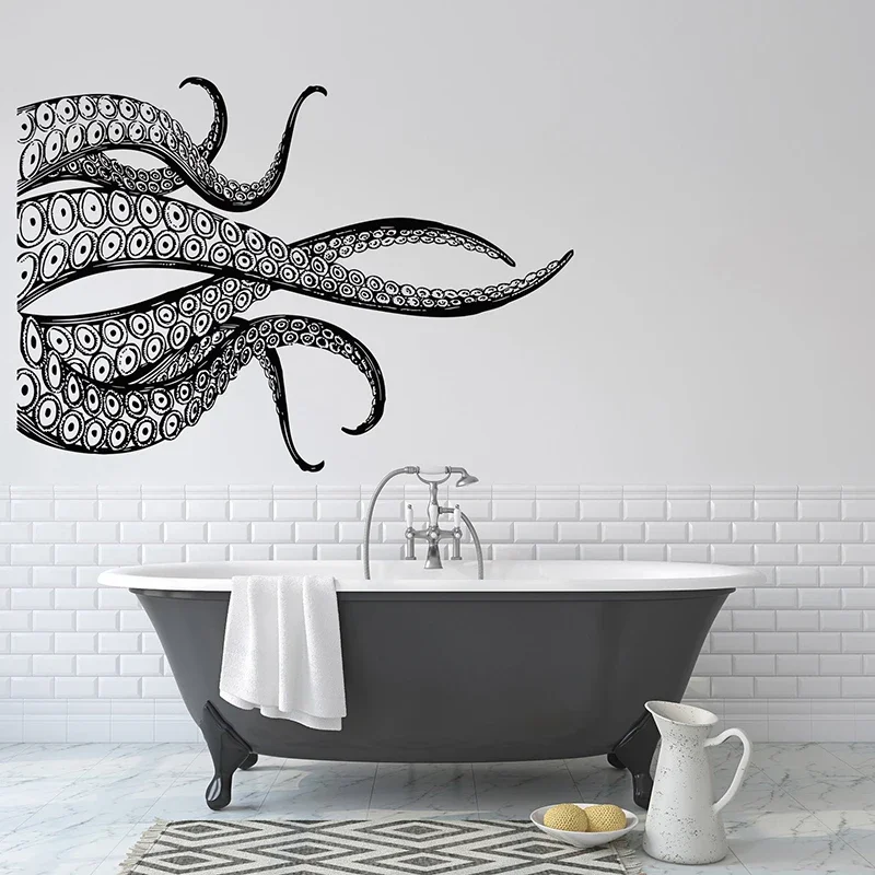 

Octopus Tentacles Wall Decal Waterproof Bathroom Decor Sea Animals Kraken Wall Sticker Nautical Home Decoration Murals A623
