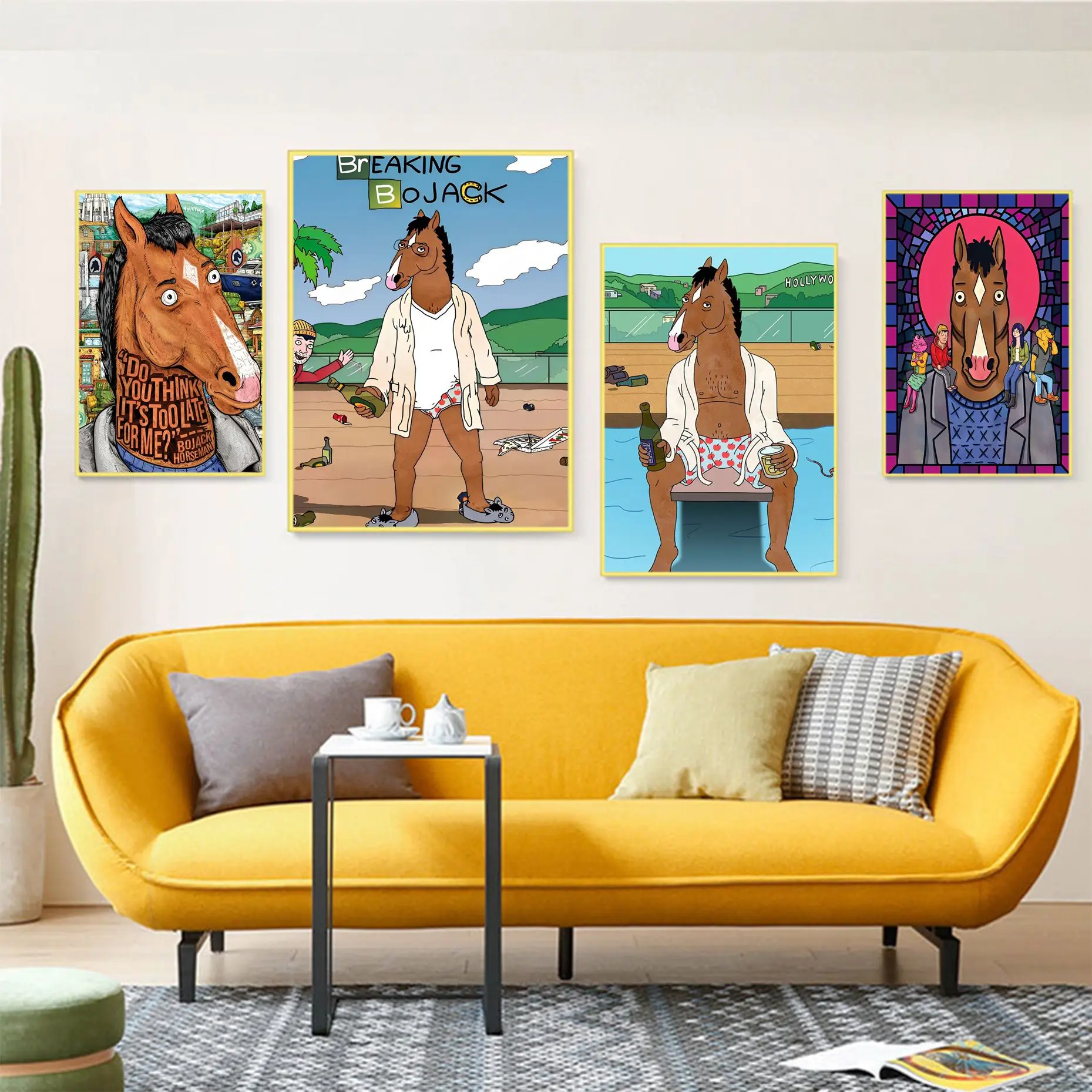 

Bojack Print Anime Movie Sticky Posters Retro Kraft Paper Sticker DIY Room Bar Cafe Decor Art Wall Stickers