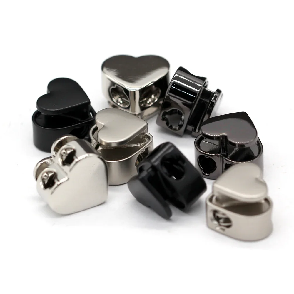 Heart Shape Metal Cord Locks Rope Stopper for Clothes Garment Replacement Hoodie Leather Bags DIY Crafts 5Pcs