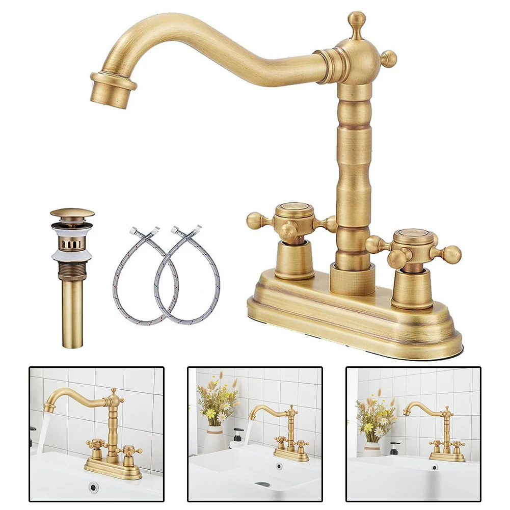 

Sink Faucet Basin Faucet 15.2*20*17.5cm 2-Handle Antique Brass Bath Sinks Tap For Home Garden Bath Bathroom Faucet