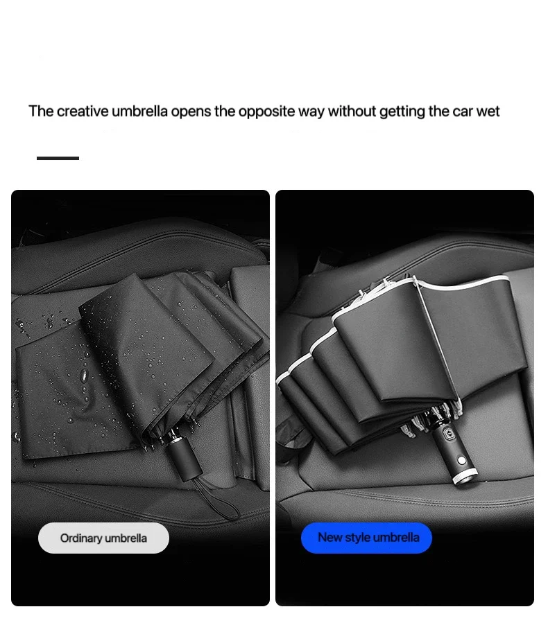 Automatic Reflective Stripe Reverse Led Light Windproof Umbrella For Jaguar XF XFL XJ XK XF XE F-PACE F-TYPE E-PACE X-TYPE I-PACE