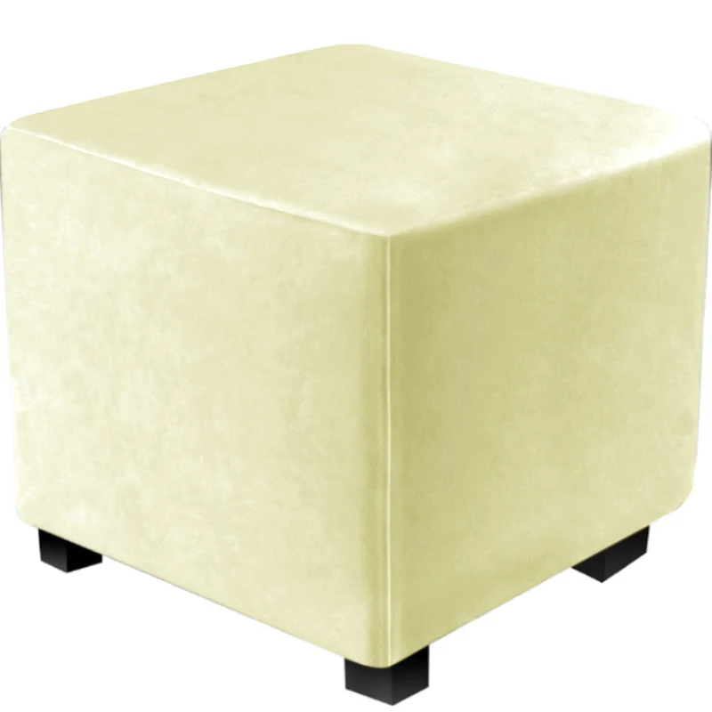 Luxurious Velvet Square Ottoman Cover - Stretchable and Washable Furniture Protector for Footstools and Benches, Available in Three Sizes