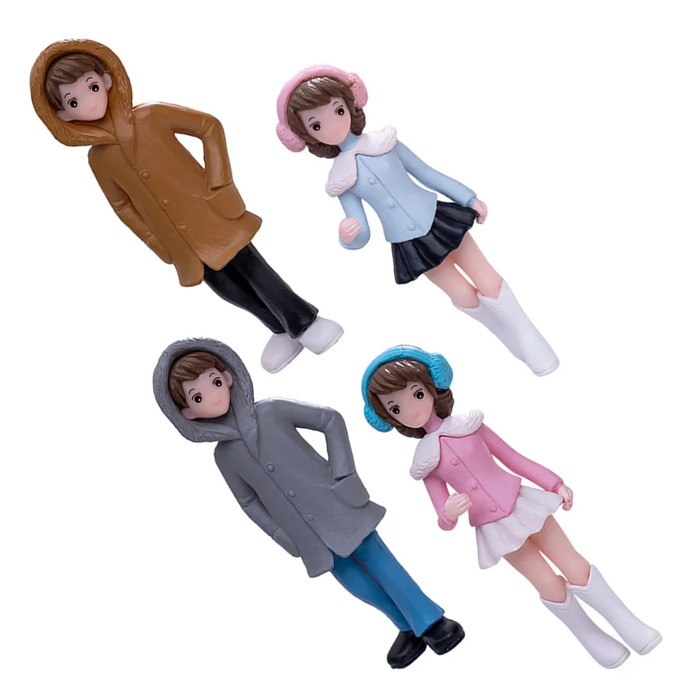 

2 Pairs Micro Landscape Decoration Indoor Cartoon Crafts Mini Figurines Decorate Home Resin Valentine Wedding Gift