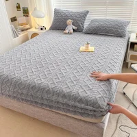 Thicken Taffeta Fitted Sheet Winter Warm Mattress Protector Cover for Bedroom Home Bed Cover Dustproof Non-slip Bedding Embossed 5