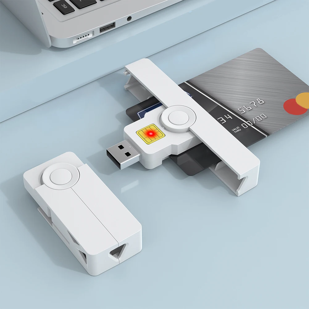 ID CAC 카드 리더 USB 공용 액세스 CAC 휴대용 스마트 카드 리더, 디지털 인증서 보안용 USB2.0 C타입
