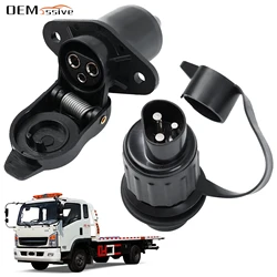 Waterproof 3 - Pin Trailer Socket and Plug for Electrical Connections, 12V Connector