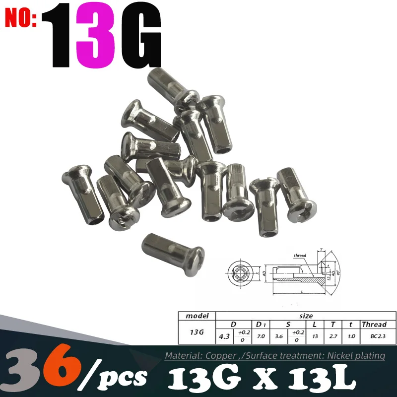 36Pcs MTB Mountain Cycling E-BIKE Bicycle Spoke Screw Bolt Nuts Nipples Copper 12/13/14G*12MM Bike Part DELT