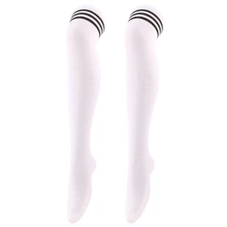 Chic Black/White Striped Over Knee Thigh High Socks (White black)