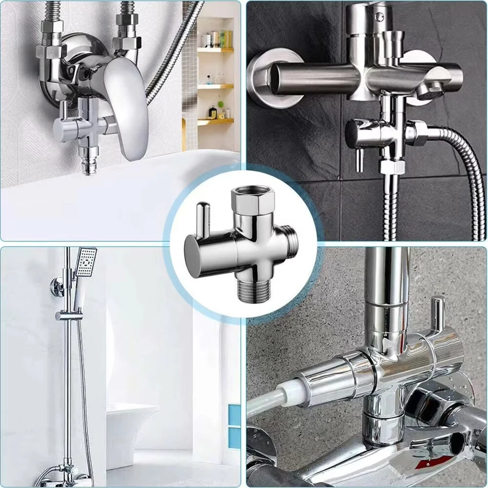 Diverter Valve G1/2in 3 Way T-Adapter Converter For Shower Brass Water Tap Bathroom Faucet