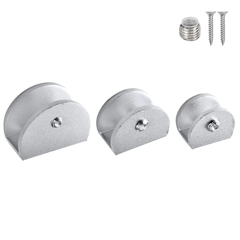 1 Piece Aluminum Alloy Semi-circular Glass Clip Glass Brackets Fixed Support Bracket Flat Back Mount Holder for Thick