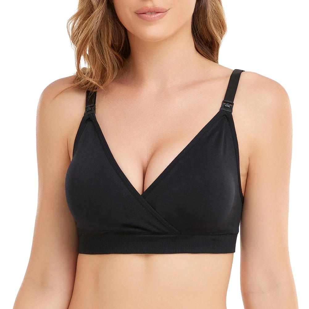 Women's Maternity Pregnancy Seamless Breastfeeding Bras No Underwire Adjustable Straps Breast-Pumps Holding And Nursing Bra 2