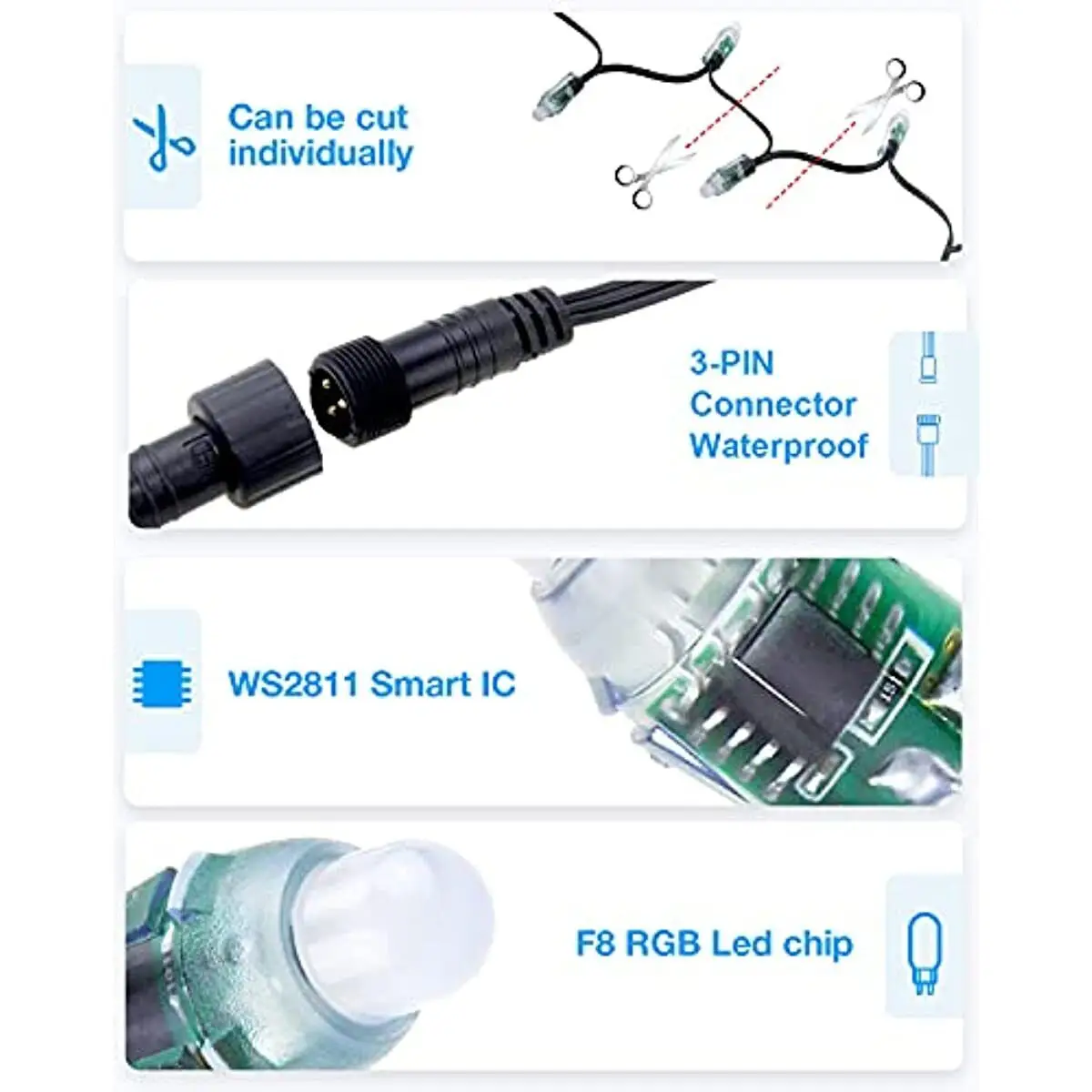 WS2811 Led String Light 50pcs 12MM Smart Pixel Module DC 12v IP68 Waterproof WS2811IC Digital LED Christmas Light led modules lights string led module led light