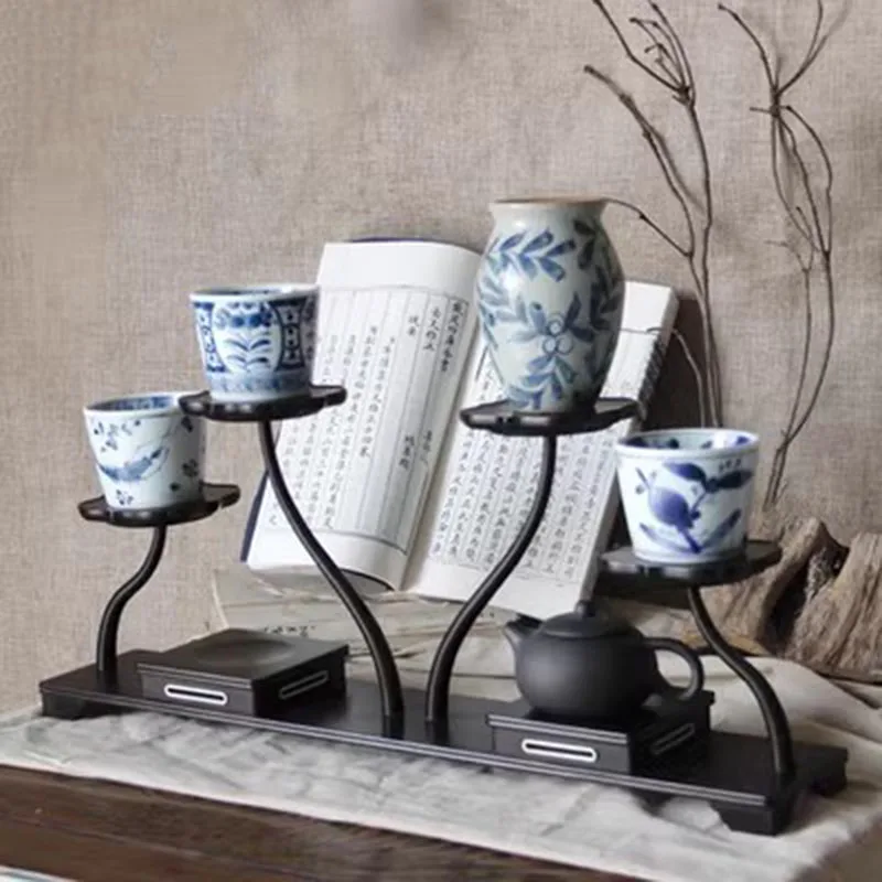 Solid Wood Display Rack, Mahogany Handicraft, Purple Clay Pot, Tea Set, Decoration Rack, Light Sandalwood