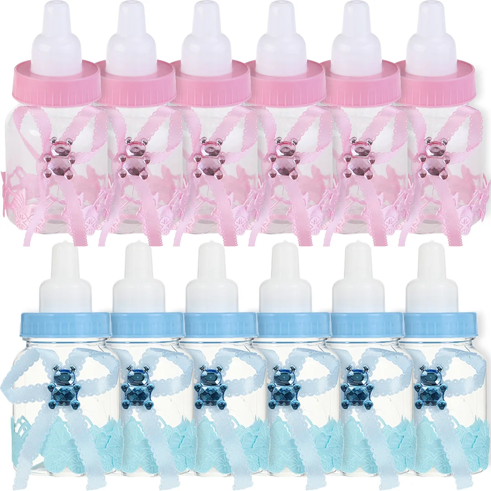 

24 Pcs Candy Gifts Baby Bottle Box Party Favors Bottles for Shower Gender Reveal Supplies Boys