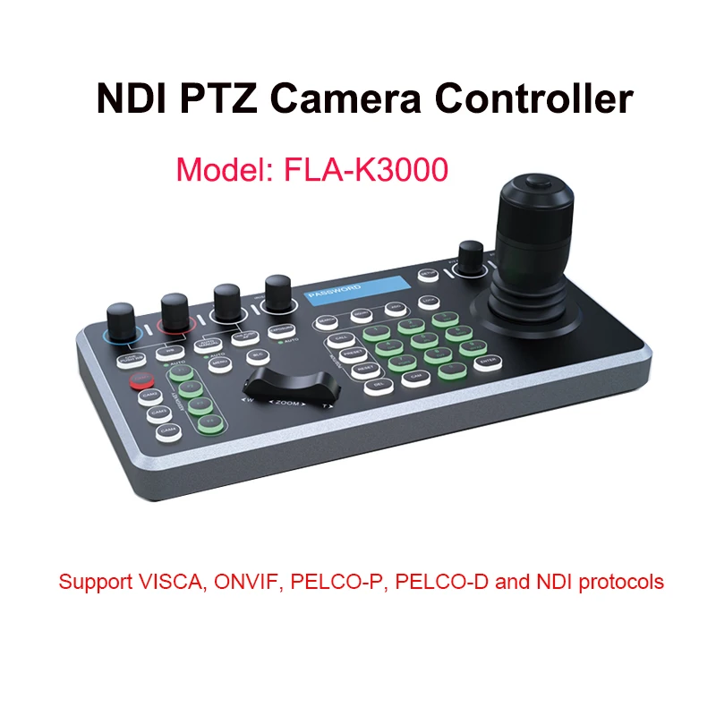 

Video Conferencing IP NDI POE Network Keyboard Controller 4D Joystick RS485/232/422 RJ45 Ports PelcoD VISCA For For Church