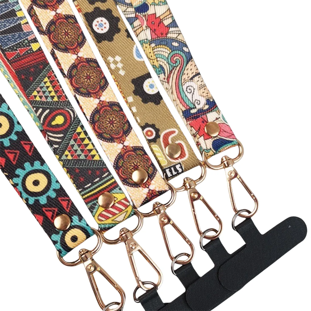 Mobile Phone Broadband Straps Long Painted Totem Lanyard Neck Band Shoulder Cord Anti Loss Rope Hang Retro Ethnic Style Strap phone lanyard