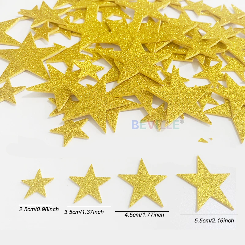 210pcs/lot Multicolor Glitter Foam Star Shape EVA Stickers Christmas Party  Kids Room Decoration Kindergarten Crafts Handmade Toy