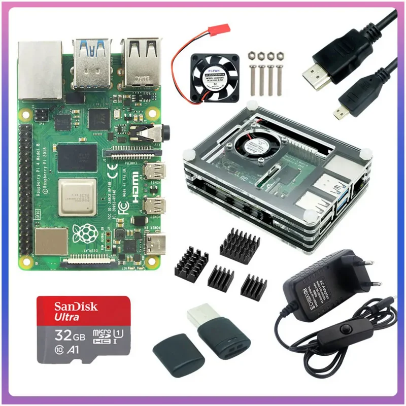 Raspberry Pi 4 Model B, 2,4G и телефон, Wi-Fi, Bluetooth 5,0, 2 ГБ/4 ГБ/8 ГБ ОЗУ, Rapberry Pi 4B, 5G источник питания, алюминиевый радиатор