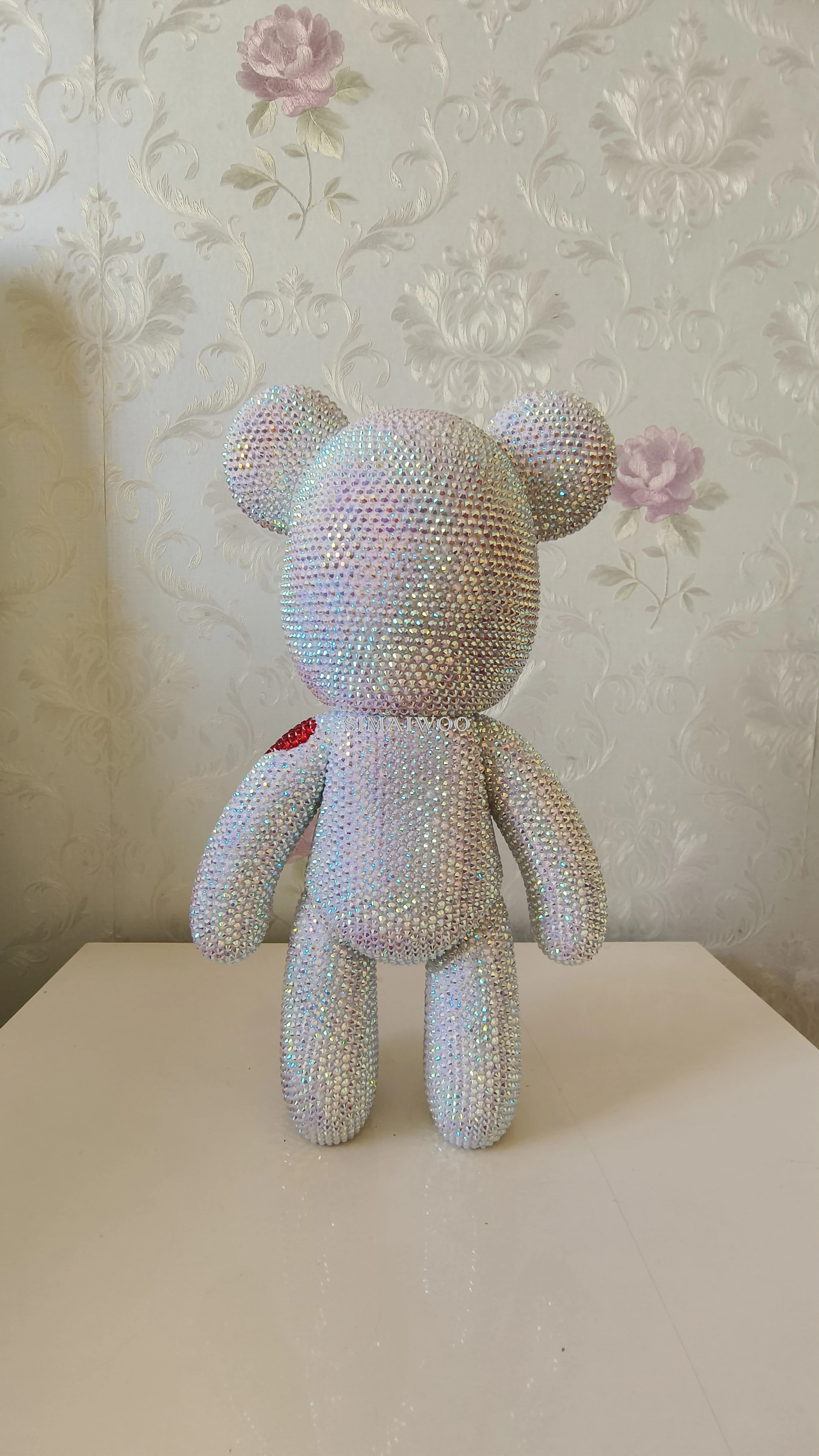 Personalisierbare Strass Hochzeit Bär Statue Liebe Herz Design Kristall Puppe DIY handgemachte Mosaik Kunst Blinged Home Decor Geschenk – Detail 7