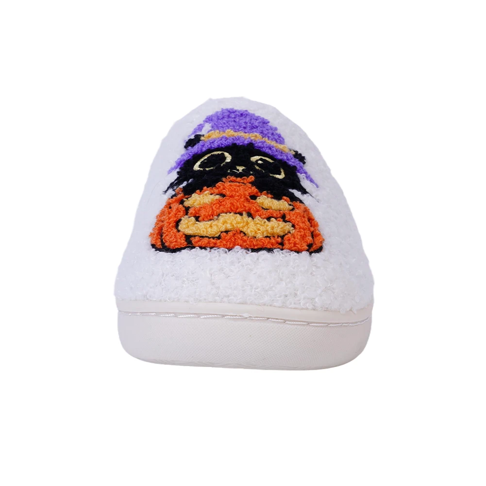 Herbst Winter Halloween Hausschuhe Frauen Schwarze Katze Kürbis Niedlichen Geist Plüsch Hausschuhe Flauschigen Bequeme Warme Indoor Hause Hausschuhe – Detail 12