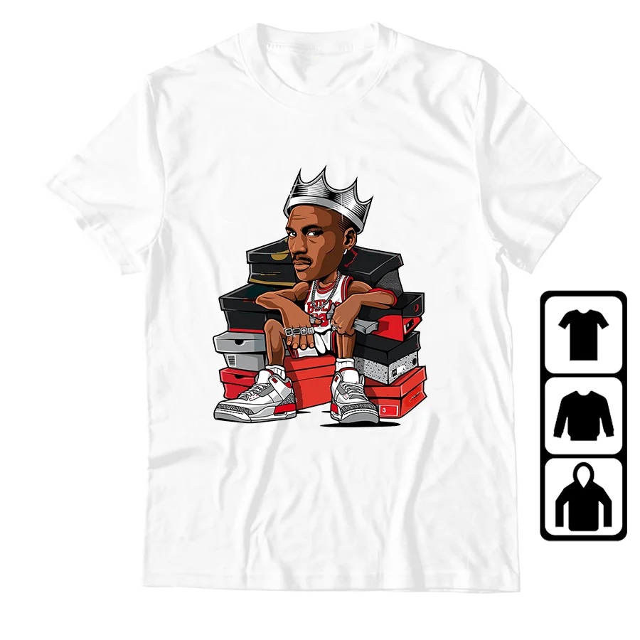

Fire Red 3s Shirts Sneaker Match White MJ Sneaker King Sneaker Clothing 100% Cotton Unisex Graphic T Shirts For Men
