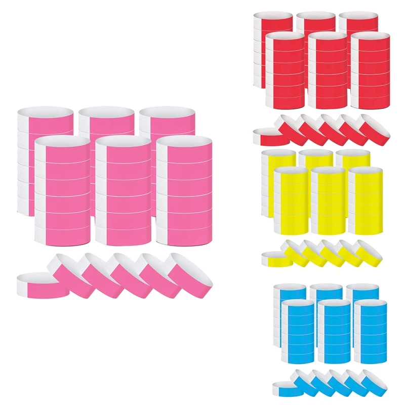 

RISE-600 Packs Of Paper Wristbands Neon Event Wristbands Colorful Wristbands Waterproof Paper