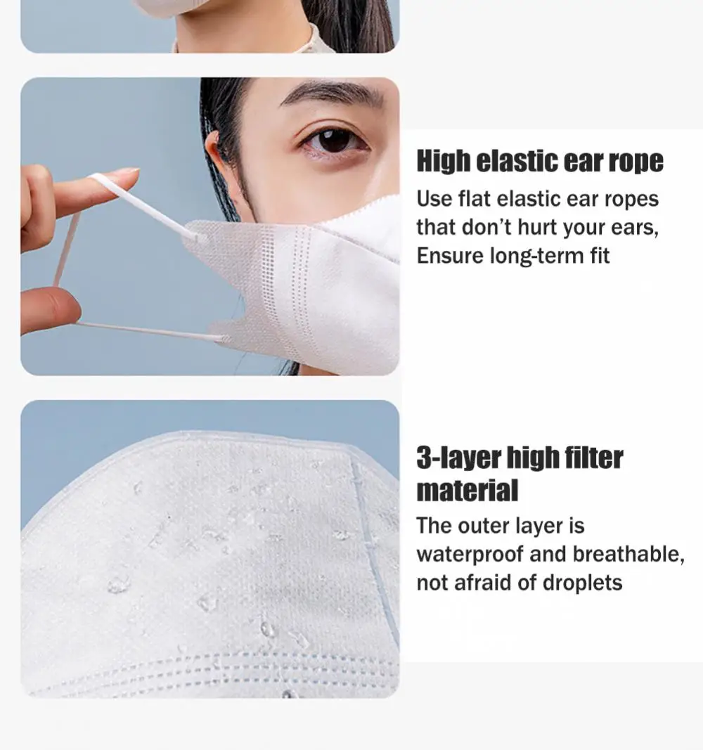 3D Disposable Earloop Mouth Mask Three-layer Breathable Adult Dust Mask Non-Woven Security Protection