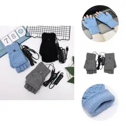 Stylish Elastic Exquisite Workmanship Half Hand Heated Gloves Mitten USB Heated Gloves Electric Heated Gloves