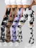 4 Pack US Local Women's Tie-dye flared yoga pants, High-waisted hip lifts, athletic leggings, wideleg gym pants 1