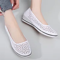 Chaussures en Maille Blanche à Talon Compensé pour Femme, Confortables, Ajourées, Respirantes, Assorties avec Tout, pour le Travail, Luminosité de miles, Dentelle Blanche 2