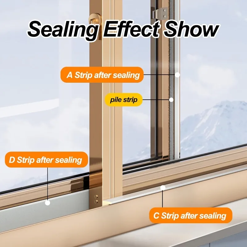 Self-Adhesive Window Seal Strip Set - Windproof, Soundproof, and Dustproof Draft Stopper for Sliding Windows and Doors
