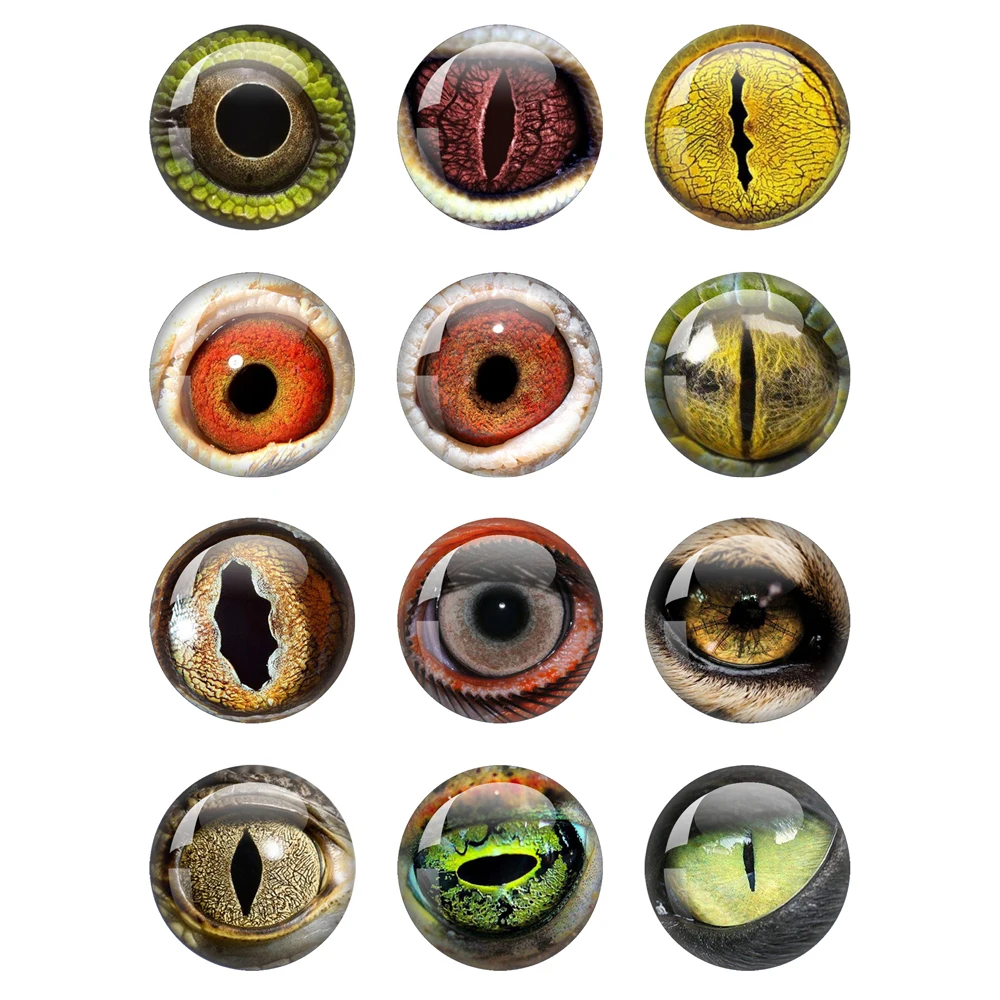 thumbnail image 1 of Cabujón de cristal con forma de ojo de dragón en pares, 12 mm, 16 mm, 18 mm, 20 mm y 25 mm, redondo, para fotografía, con parte trasera plana, 1 of 4