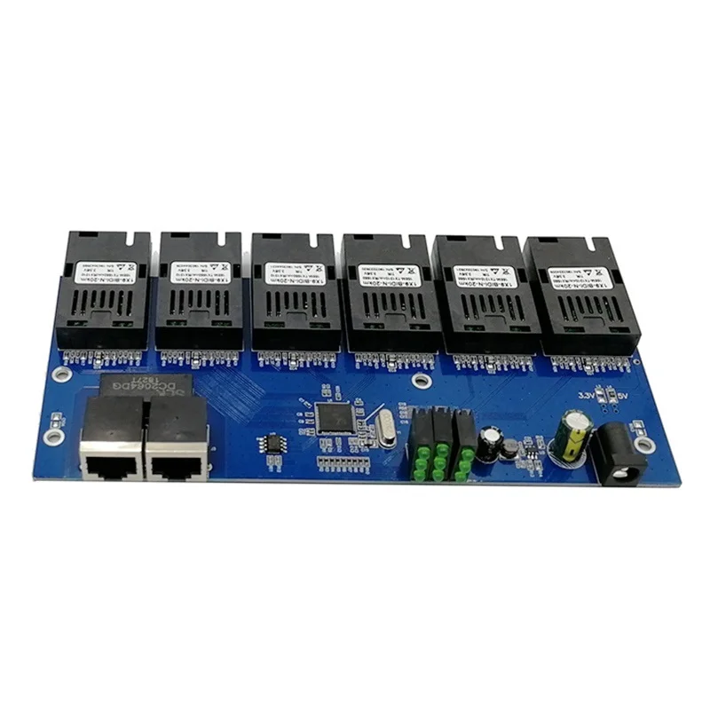 

Top 6F2E 10/100M 2 RJ45 155M SC волоконный порт переключатель преобразователь 6 sc Ethernet волоконно-оптический медиа конвертер PCBA 5 шт.
