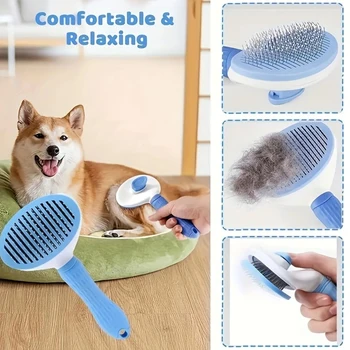 7 Pack Pet Grooming Set, Hair Removal Comb For Dog, Flea Comb, Dog Shampoo Brush, Pet Nail Clippers, Dog Toothbrush Set 6