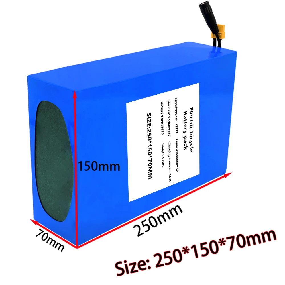 

Newest 48V 28000mAH 13S8P 18650 Lithium Battery Pack 48V 28AH 1000W Electric Bicycle Battery with 50A BMS XT60 Plug