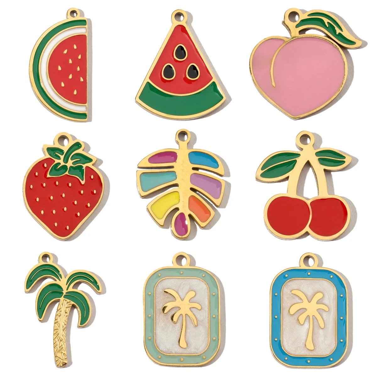 3pcs/Lot Fruit Cherry Enamel Stainless Steel Diy Charms Women Peach ...