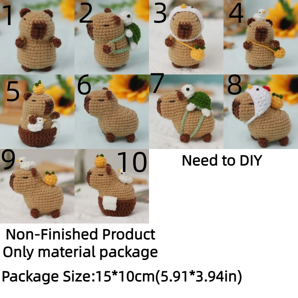 Cute Beginner Crochet Stuffed Animal Kit Handmade Crochet Hooks Capybara DIY Kit DIY Set Guinea Pig Yarn Set 1PC crochet kit crochet hooks