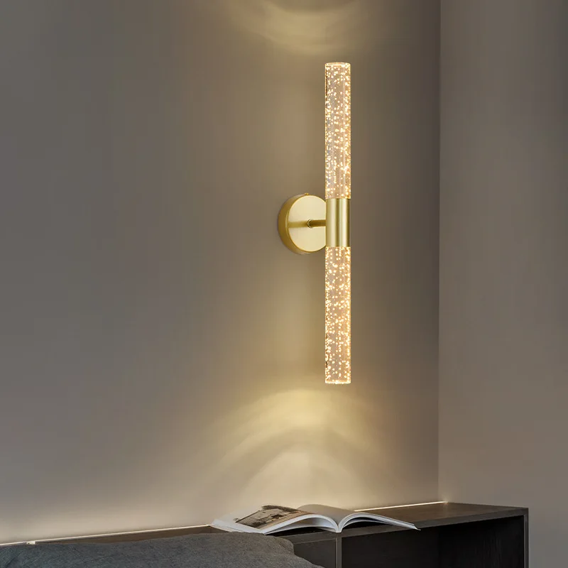 

Modern Led Wall Light Double Crystal Bedroom Bedside Living Room Wall Lamp Crystal Bubble Corridor Indoor Wall Sconces Lighting