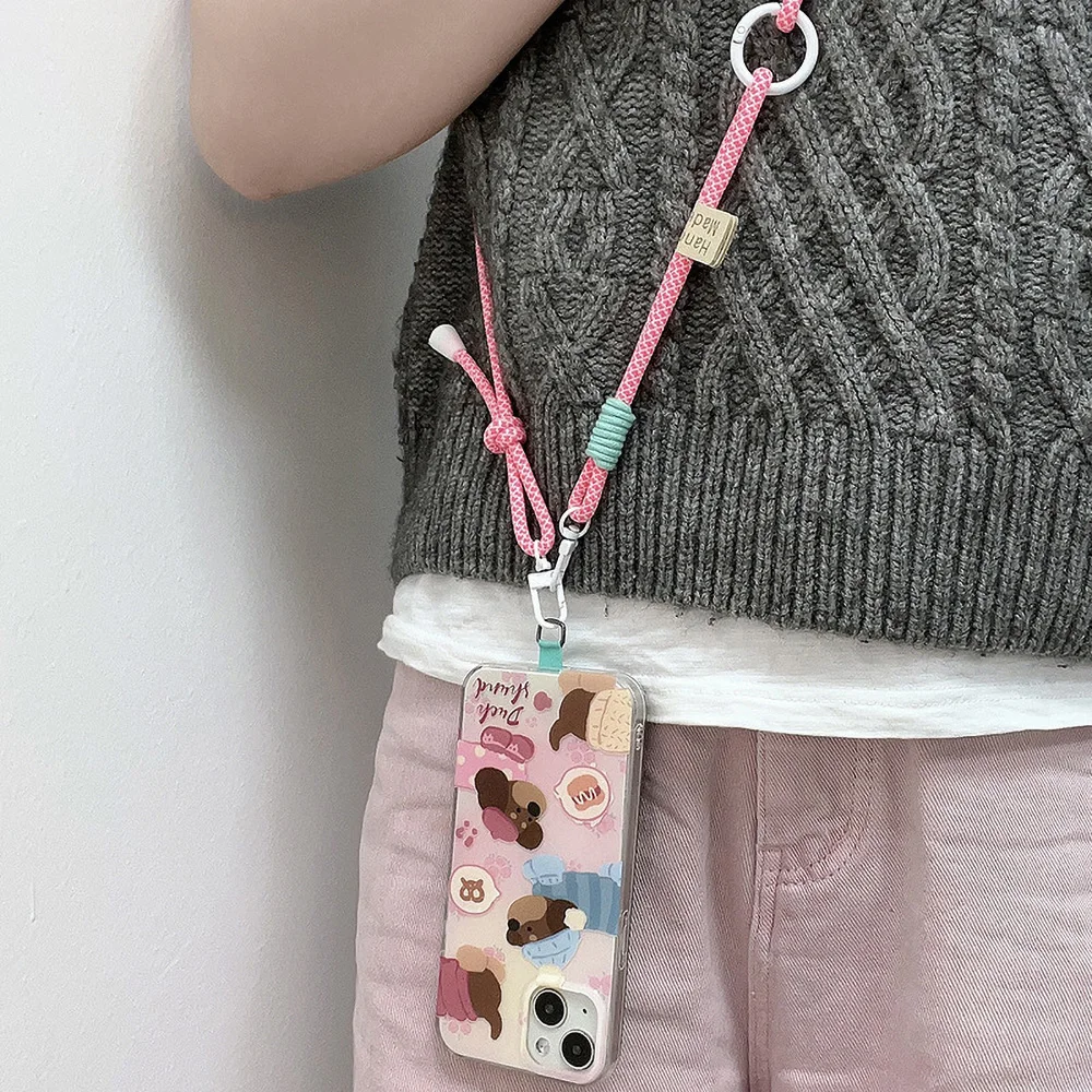 Korean Handwoven Long Crossbody Phone Lanyard Anti-Loss Strap Unisex Accessory