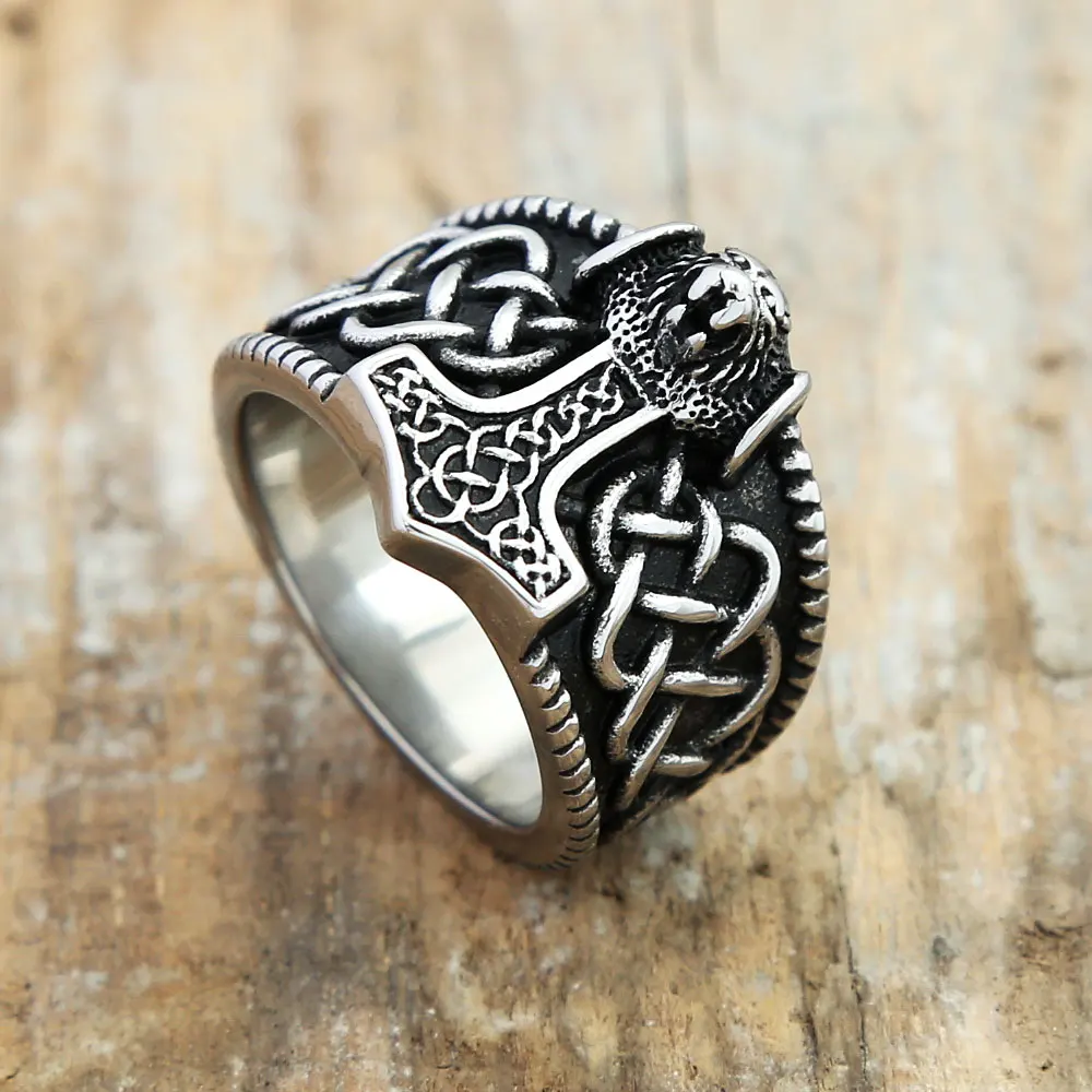 Bague Viking Acier Inox Bague Viking Homme Boussole Et Hache
