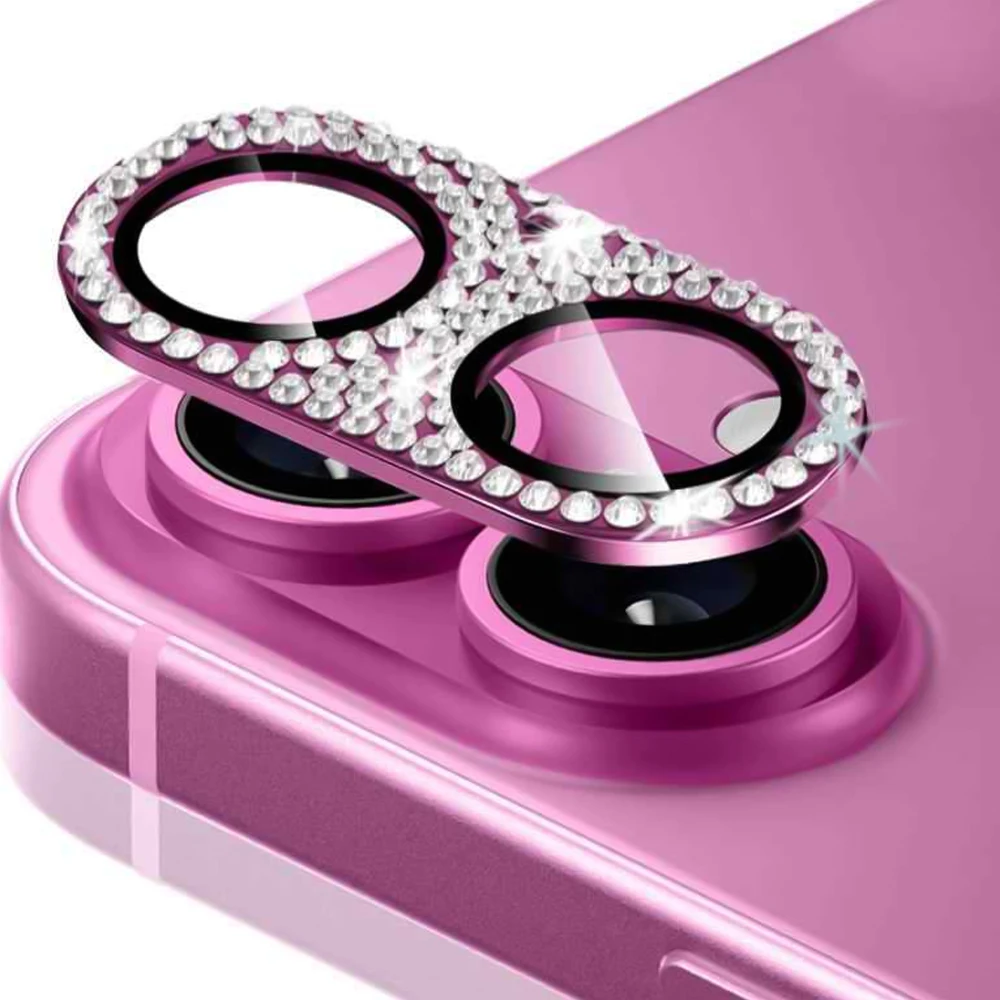 Luxury Diamond Metal Lens Protector with Full-Cover Tempered Glass