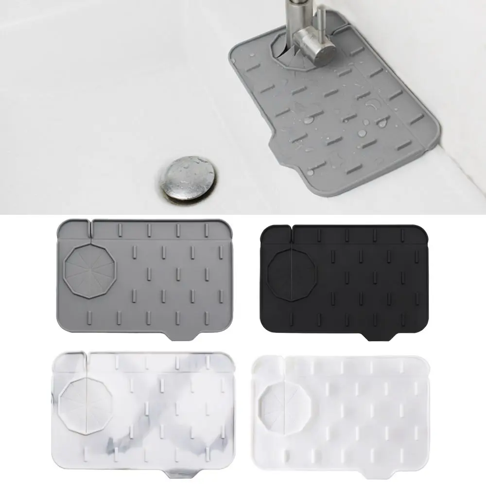 Silicone Faucet Splash-proof Water Pad Drain Tray Waterproof Pad Sink Storage Drying Pad Slope Don't Store Water