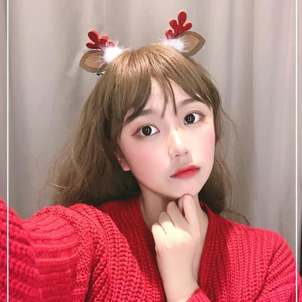 Christmas Hair Clip Cute Children's Deer Red Bow Hairpin New Year Hair Clip Christmas Hat Accessory Gift Photo Props
