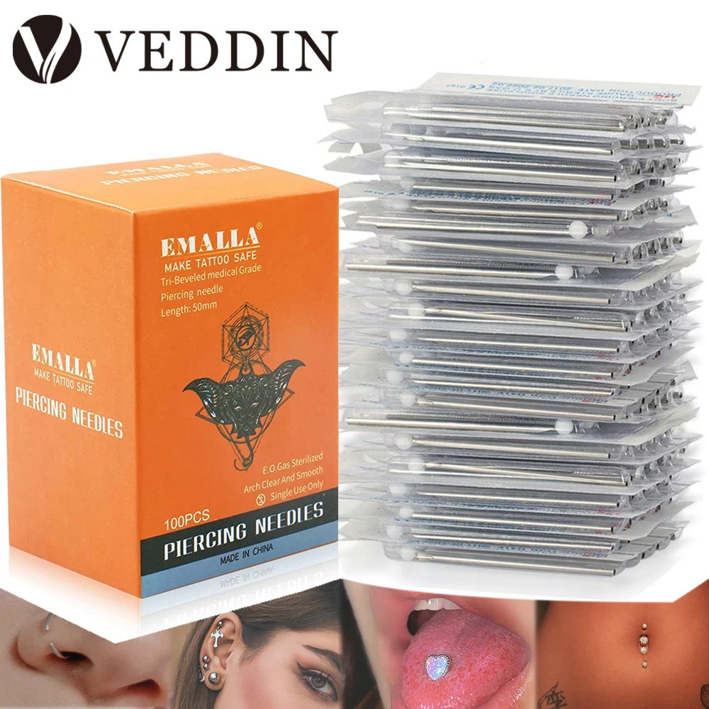 10050pcsDisposableSterileBodyPiercingNeedles12G14G16G18G20G